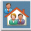 Symbol mit zwei Personen in einem Haus und einer Person außerhalb des Hauses